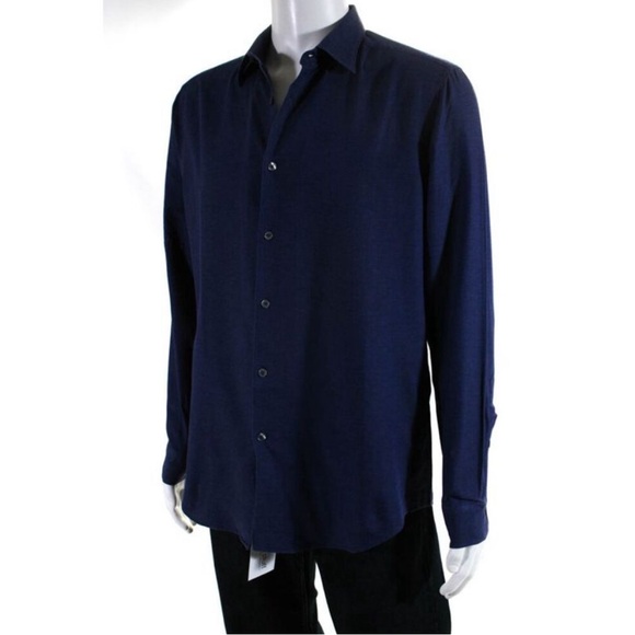 Paul Smith London Mens The Byard Button Down Dress Shirt Blue Cotton Size 16 41 - Picture 5 of 6